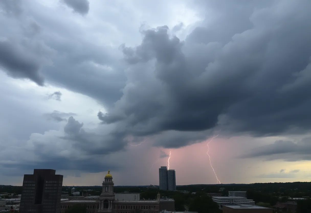 Cloudy skies over Memphis highlighting weather forecast implications.