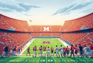 Memphis Tigers players celebrating after a touchdown in a packed stadium.