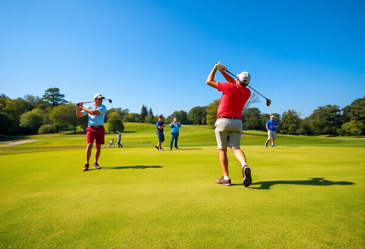 Memphis University golf team playing on the course