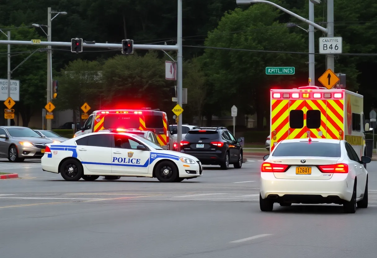 Scene of a vehicle crash in Memphis with emergency responders