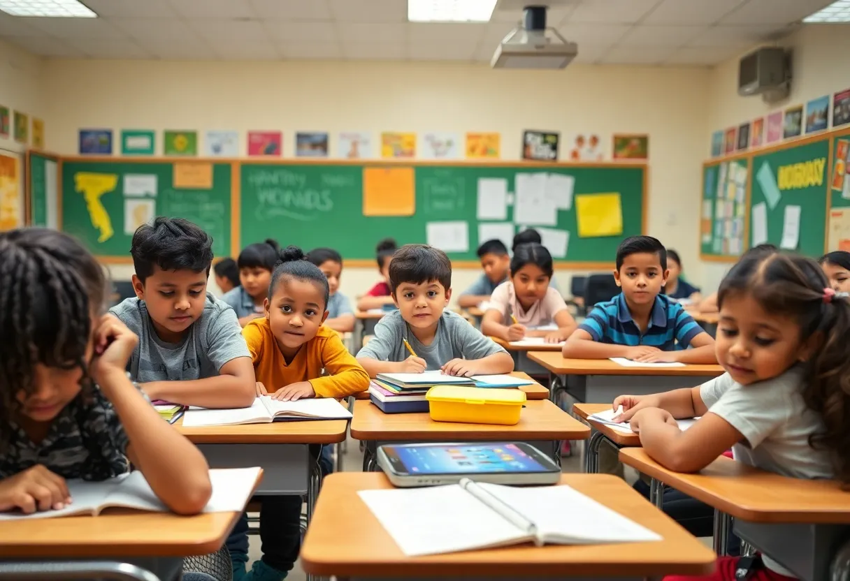 Diverse students learning in a classroom