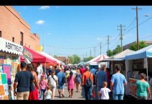 Crowd enjoying various activities at a Memphis weekend festival