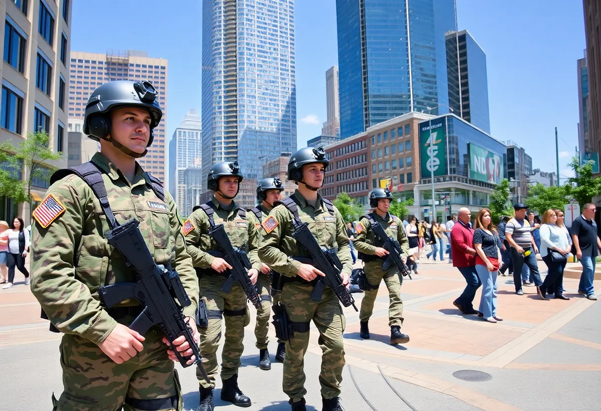 National Guard members patrolling in Memphis downtown