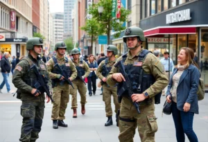 National Guard personnel patrolling urban Memphis area