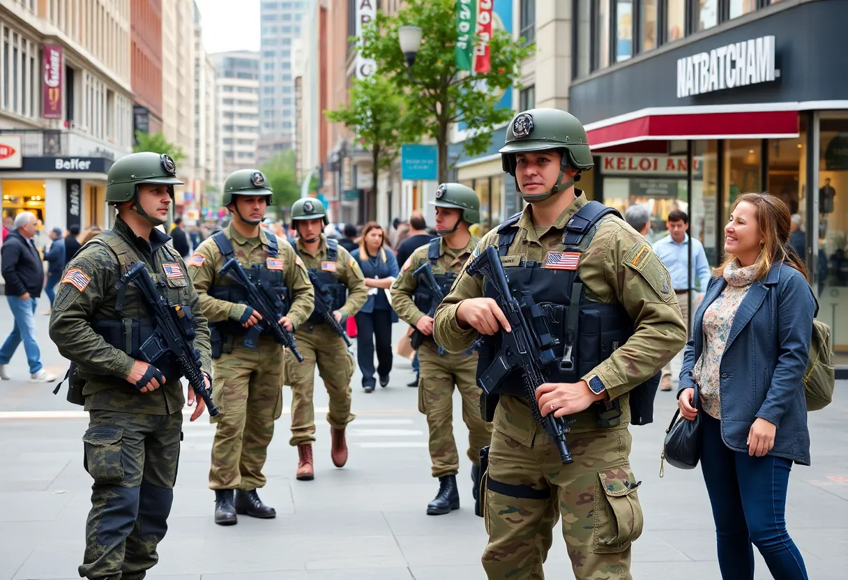 National Guard personnel patrolling urban Memphis area