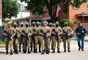 National Guard troops patrolling a Memphis neighborhood