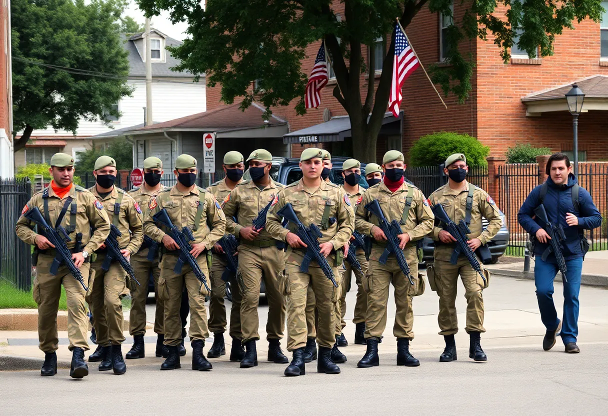National Guard troops patrolling a Memphis neighborhood