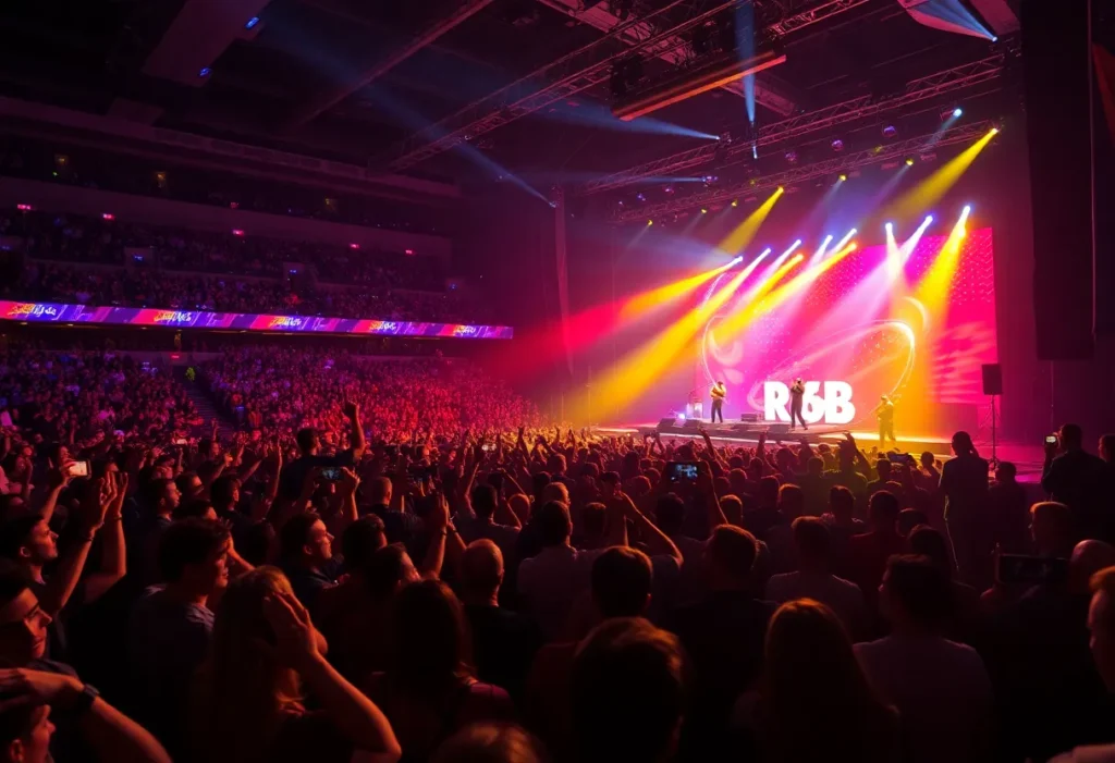 Crowd enjoying the New Edition Way Tour concert at FedEx Forum.