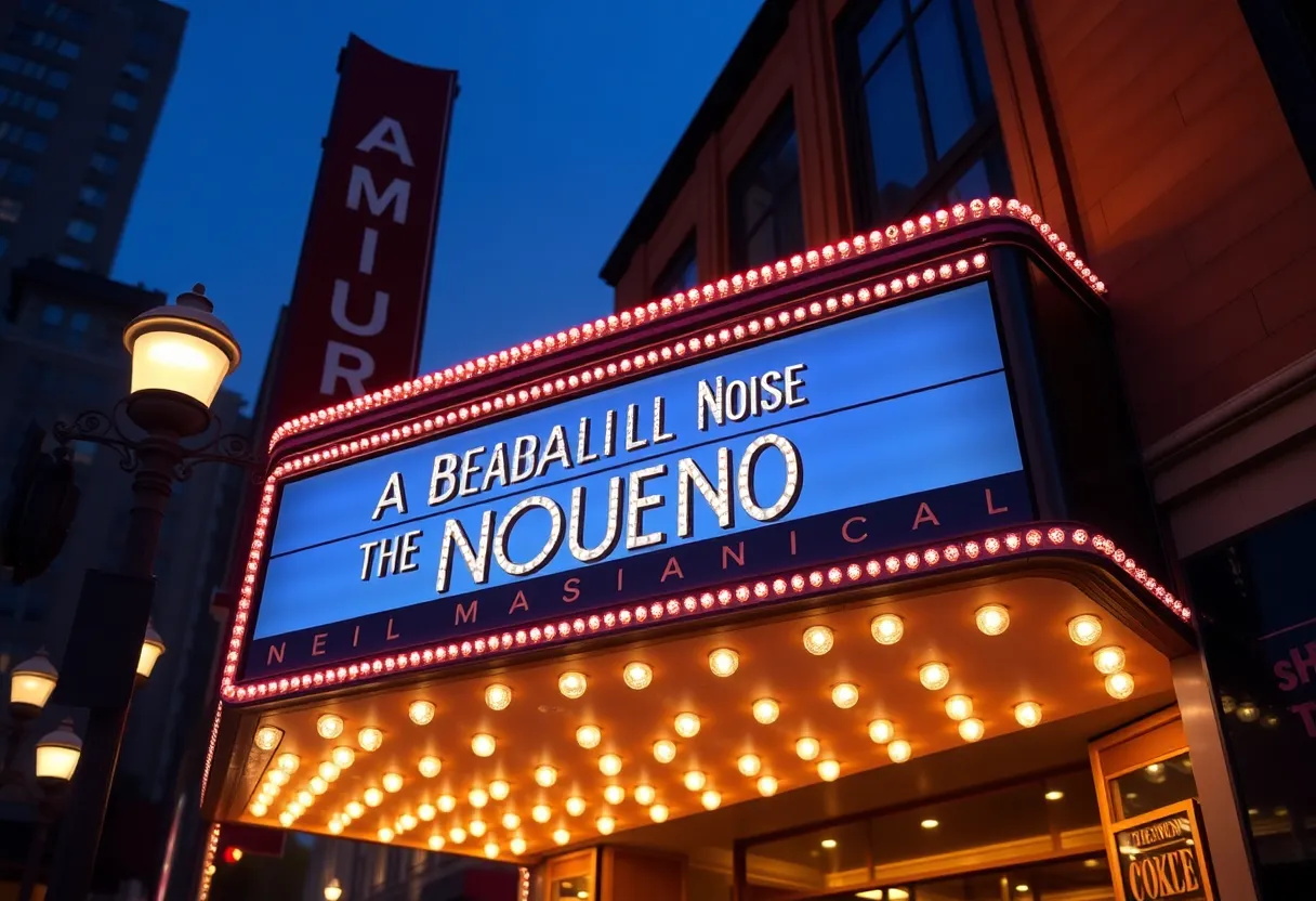 Theater marquee for A Beautiful Noise: The Neil Diamond Musical
