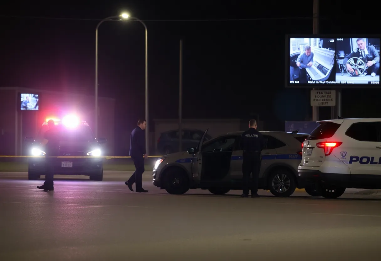 Police investigating a vehicle theft scene.