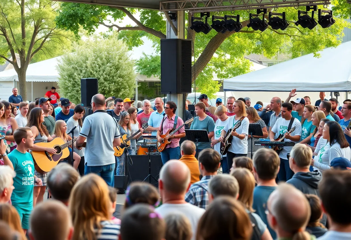 Local musicians performing at the Rock Out for Le Bonheur benefit concert