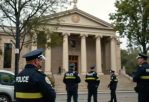 Emergency response vehicles outside Shelby County Courthouse