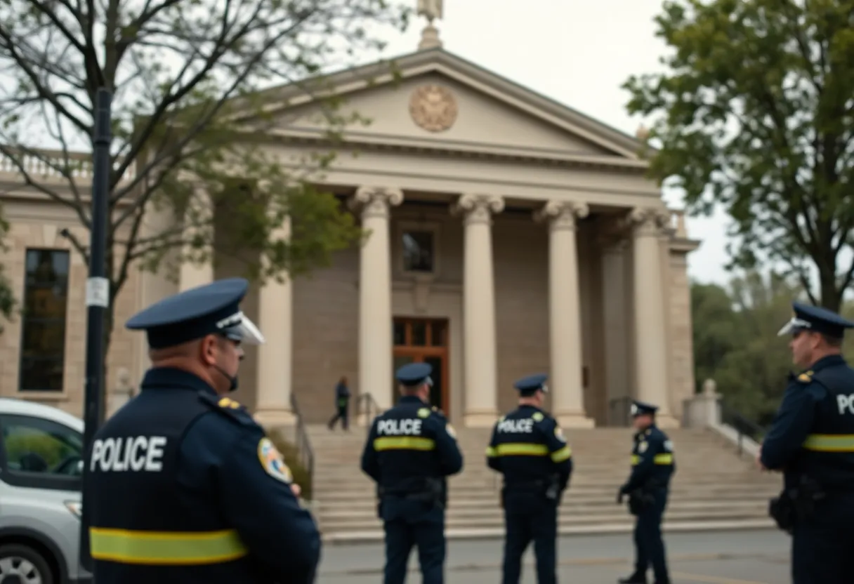 Emergency response vehicles outside Shelby County Courthouse