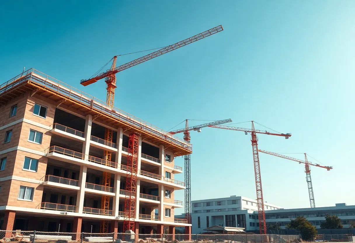 Construction site for new schools and hospitals in Shelby County
