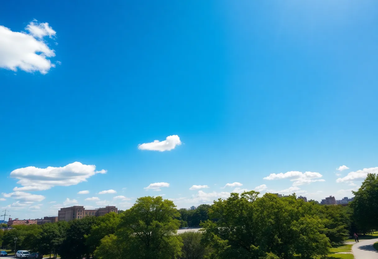 Sunny weather in Memphis, Tennessee with clear skies