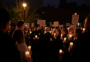 Candlelight vigil at Oakland University with police presence