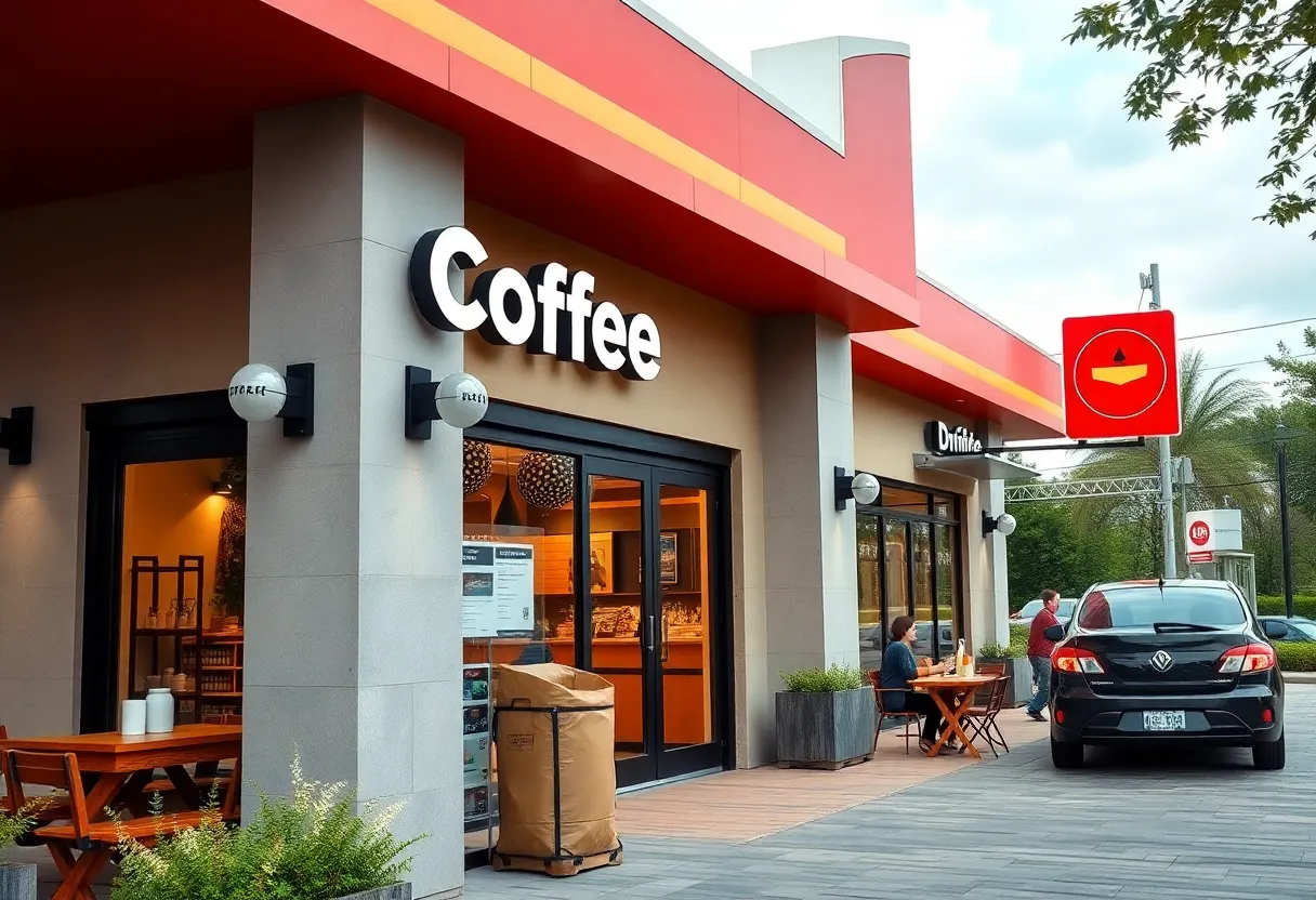 Exterior view of the new 7 Brew Coffee drive-thru location in Memphis