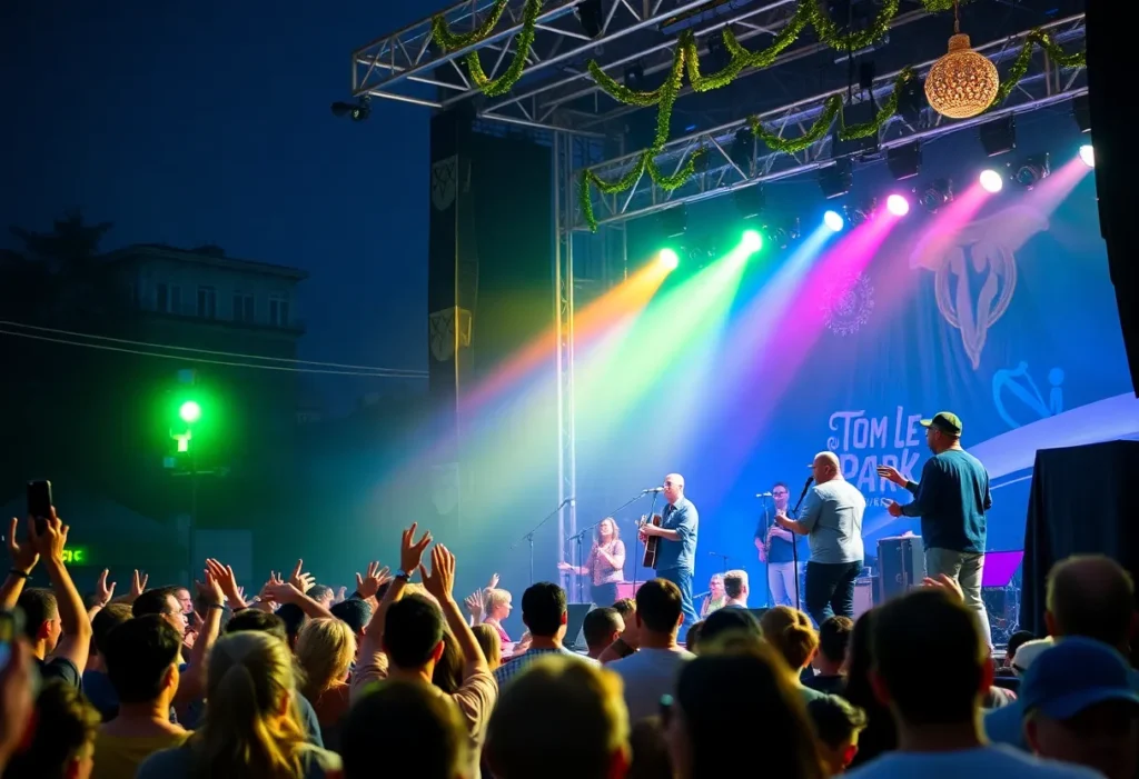 Lively performance at Beale Street Music Festival with a crowd enjoying live music.