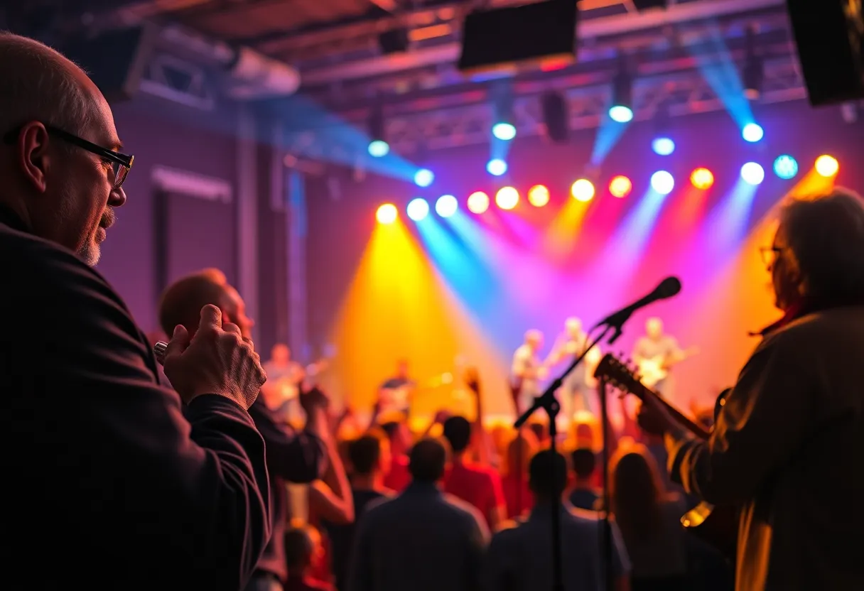 A blues harmonica performance at a concert