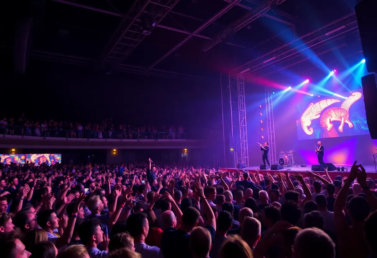 Audience enjoying live music at Bob Dylan concert.