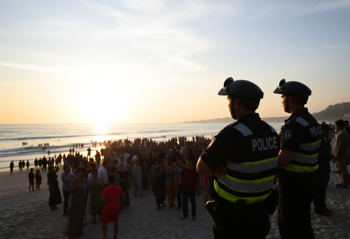 A crowded Bondi Beach during a Hanukkah celebration before the incident.