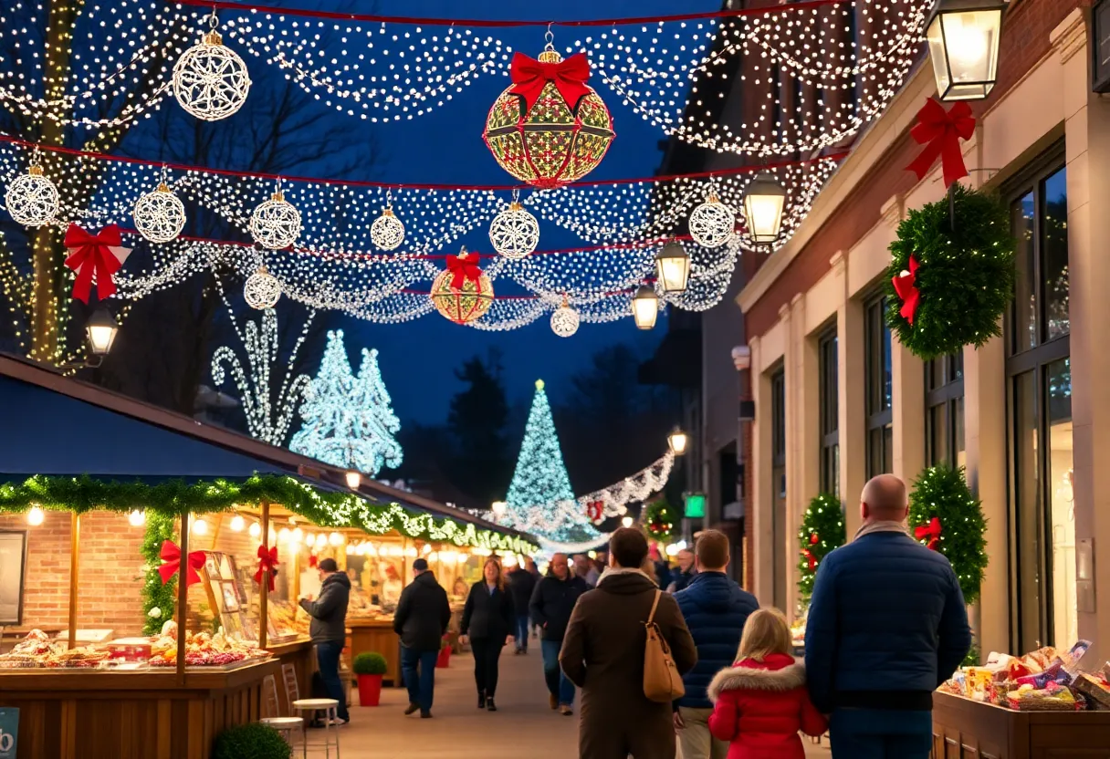 Holiday decorations and families enjoying the festive spirit in Chattanooga.
