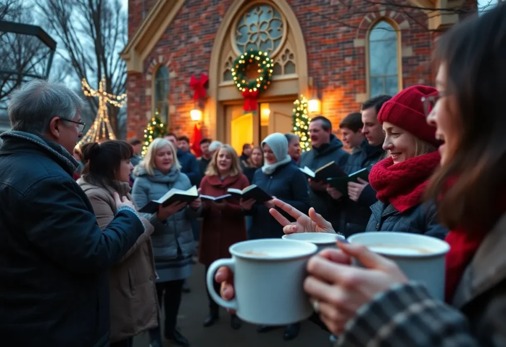 Community members enjoying the Cocoa and Carols event at St. Luke's United Methodist Church