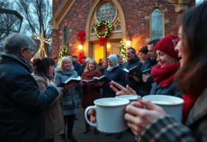 Community members enjoying the Cocoa and Carols event at St. Luke's United Methodist Church