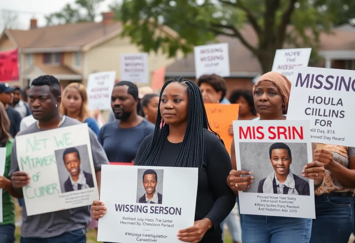 Community members rallying for a missing person case in Memphis, Tennessee