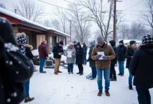 Winter scene in Memphis showing community support