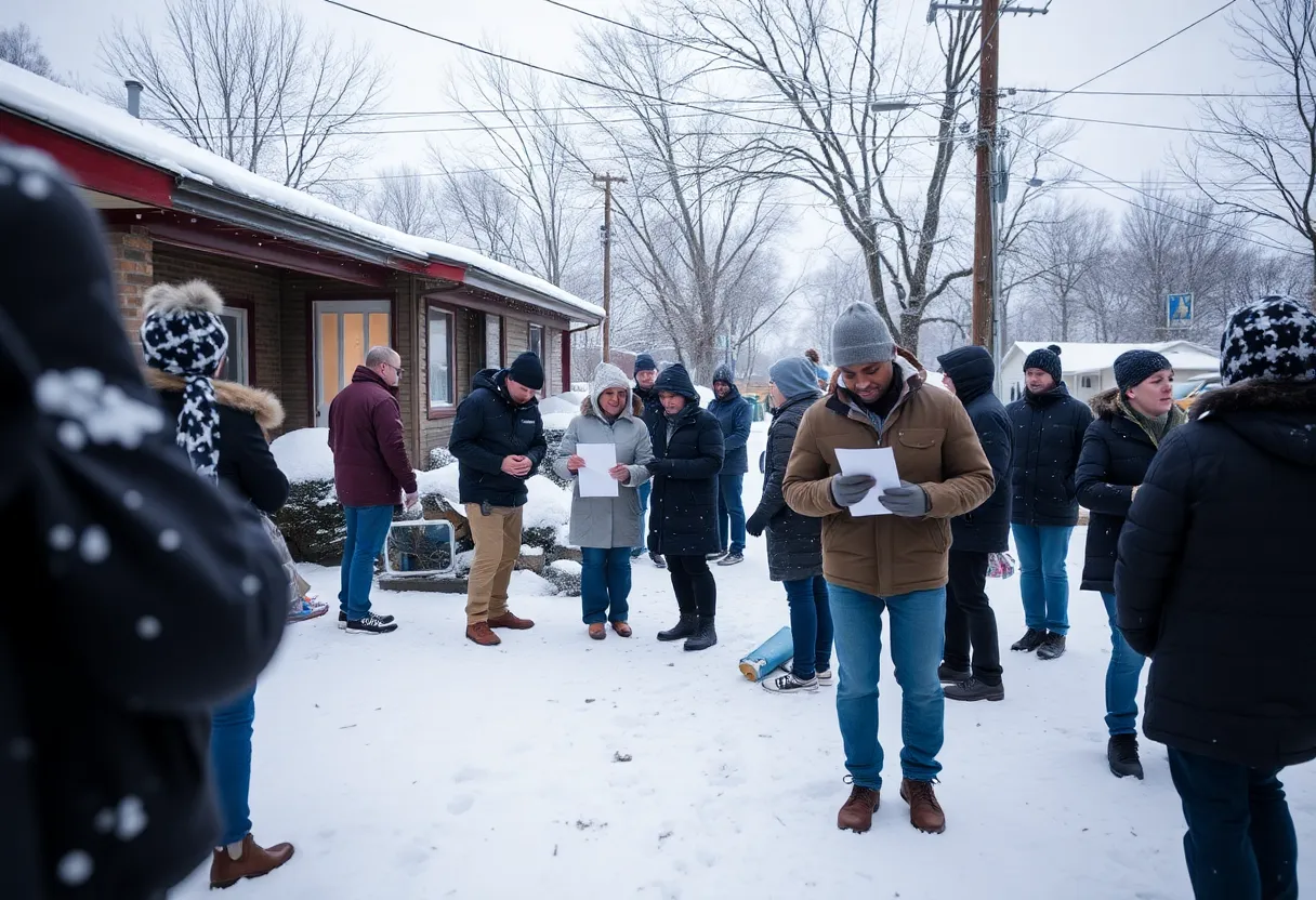 Winter scene in Memphis showing community support