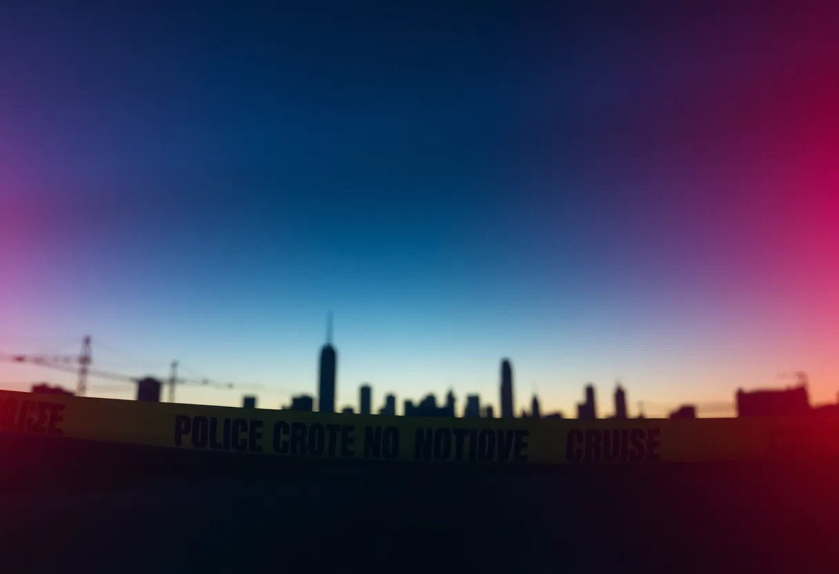 Abstract representation of a crime scene with police tape