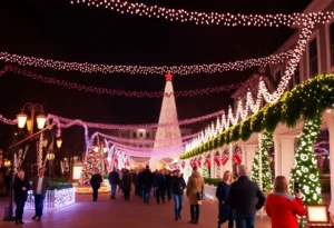 Holiday decorations at Graceland during the Elvis Unstoppable event.