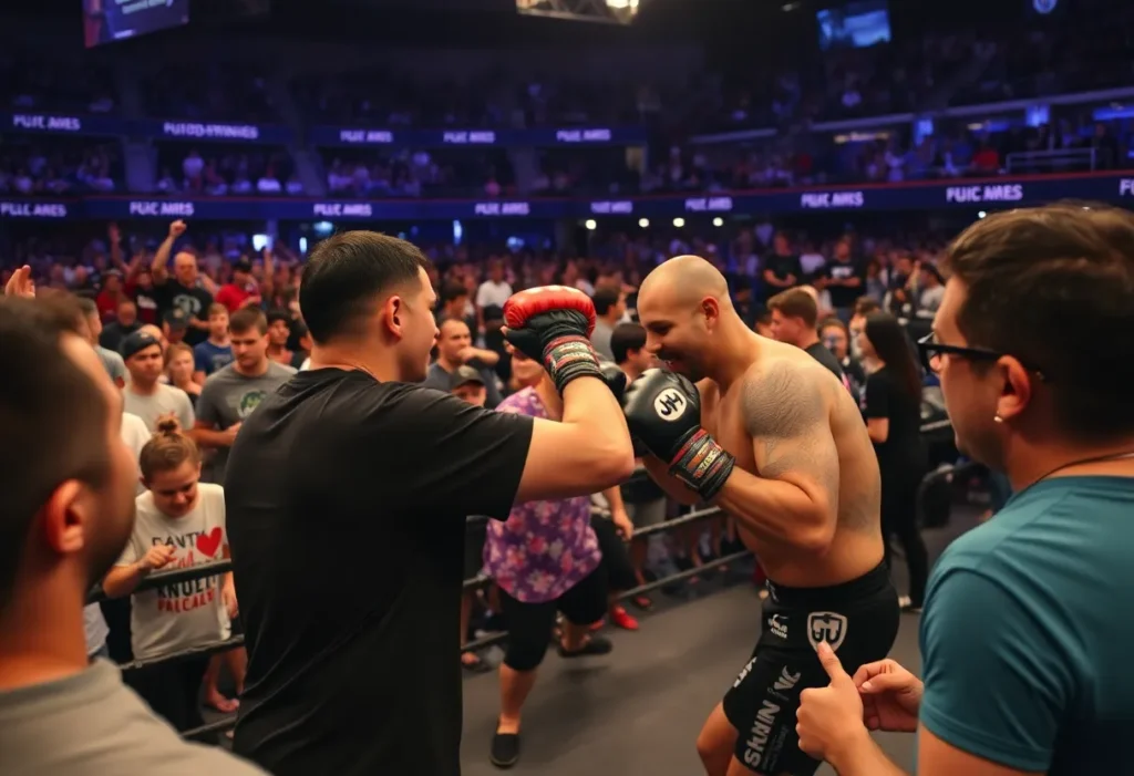 Audience and fighters at the Ferguson Invitational MMA event in Memphis