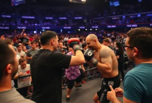 Audience and fighters at the Ferguson Invitational MMA event in Memphis