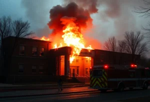 Firefighters responding to fire at a vacant school building in Midtown Memphis