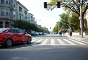 Scene of a crosswalk in Frayser, Memphis highlighting pedestrian safety
