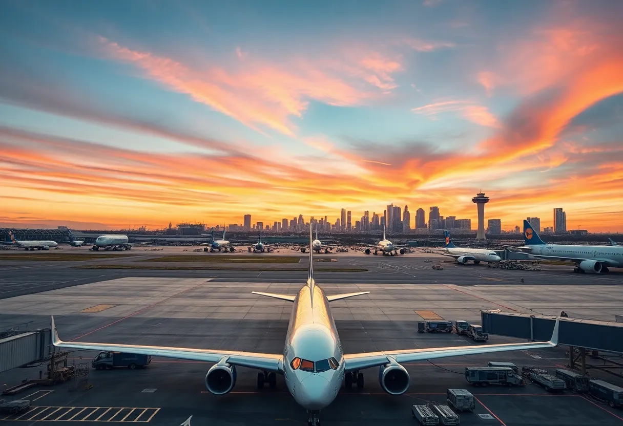 View of Frederick W. Smith International Airport with planes and landscape