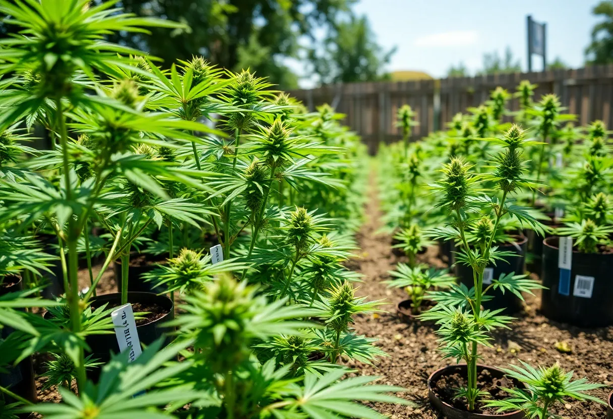 Home garden showcasing cannabis cultivation for personal use under the Freedom to Farm Act.