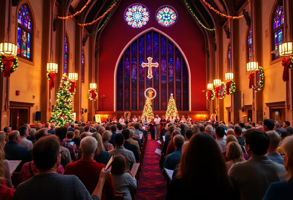 Crowd enjoying the Gaither Homecoming Christmas Tour concert at Faith Baptist Church