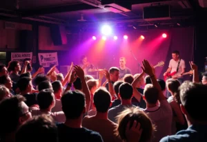 Crowd enjoying Gouge Away's concert for a local charity event