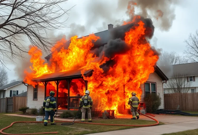 Firefighters battling a house fire in Grahamwood neighborhood