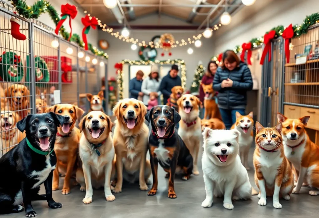 Holiday adoption event at Memphis Animal Services with pets and families