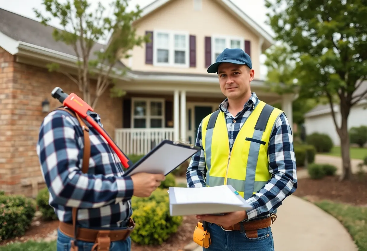 Professional conducting a home inspection