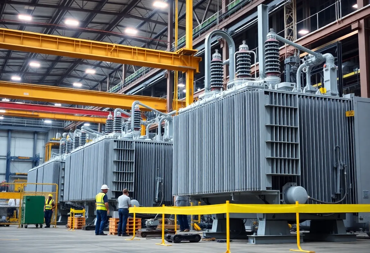 Hyosung HICO facility in Memphis with workers and construction equipment