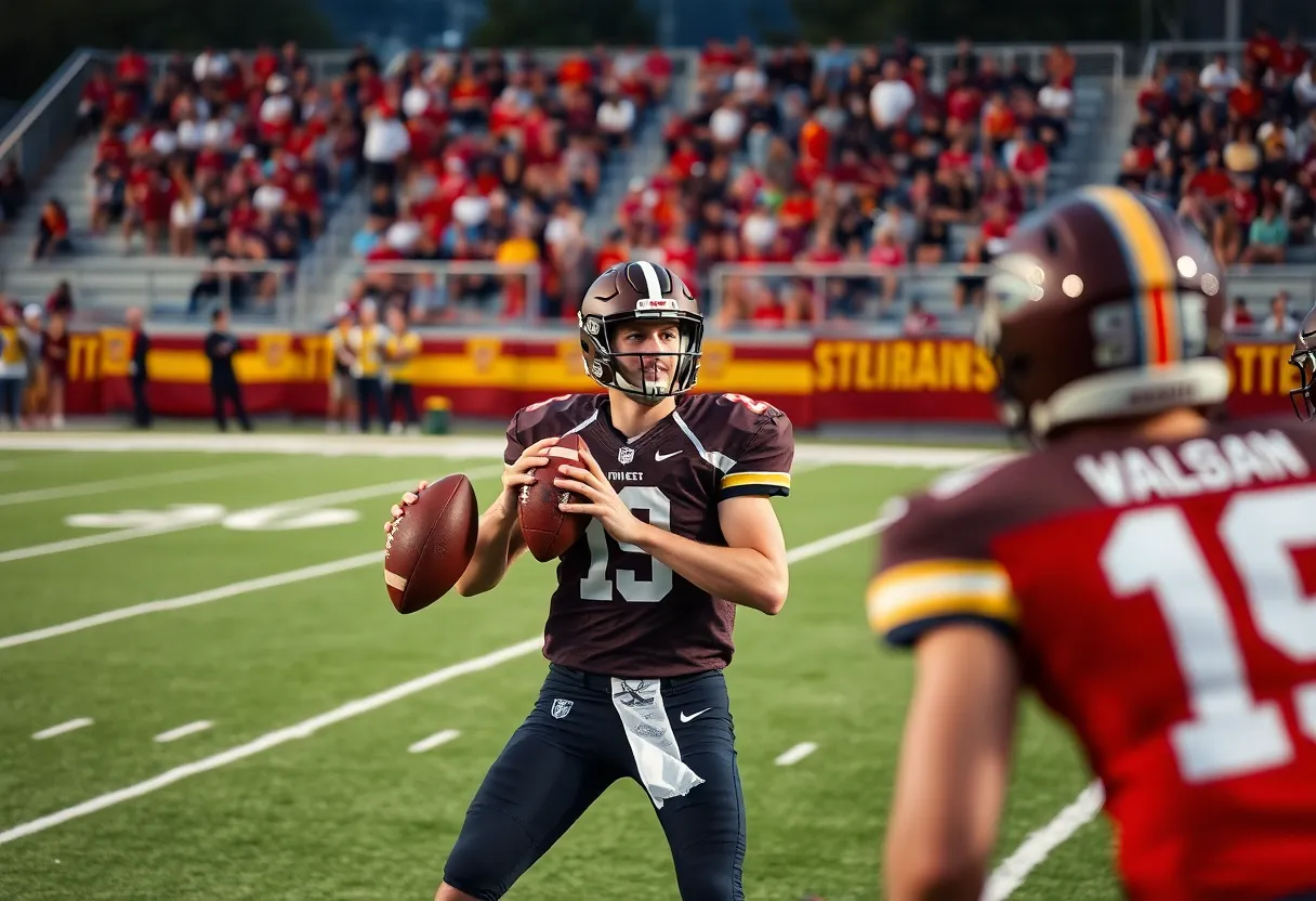 Jared Curtis practicing football