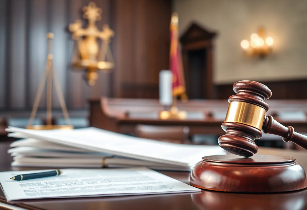 A courtroom scene showcasing justice and accountability