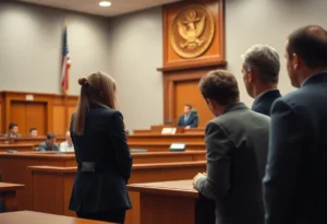 Courtroom scene for juvenile transfer