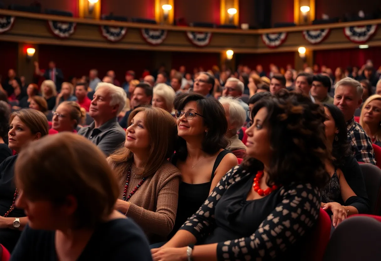 Audience at the Orpheum Theatre during the Kamala Harris event.