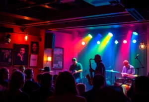 Saxophonist performing at Middle C Jazz with audience captivated